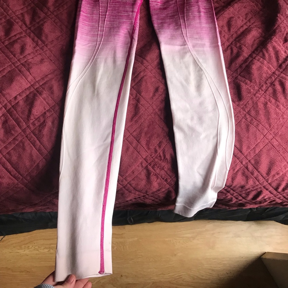 pink and white ombré leggings
